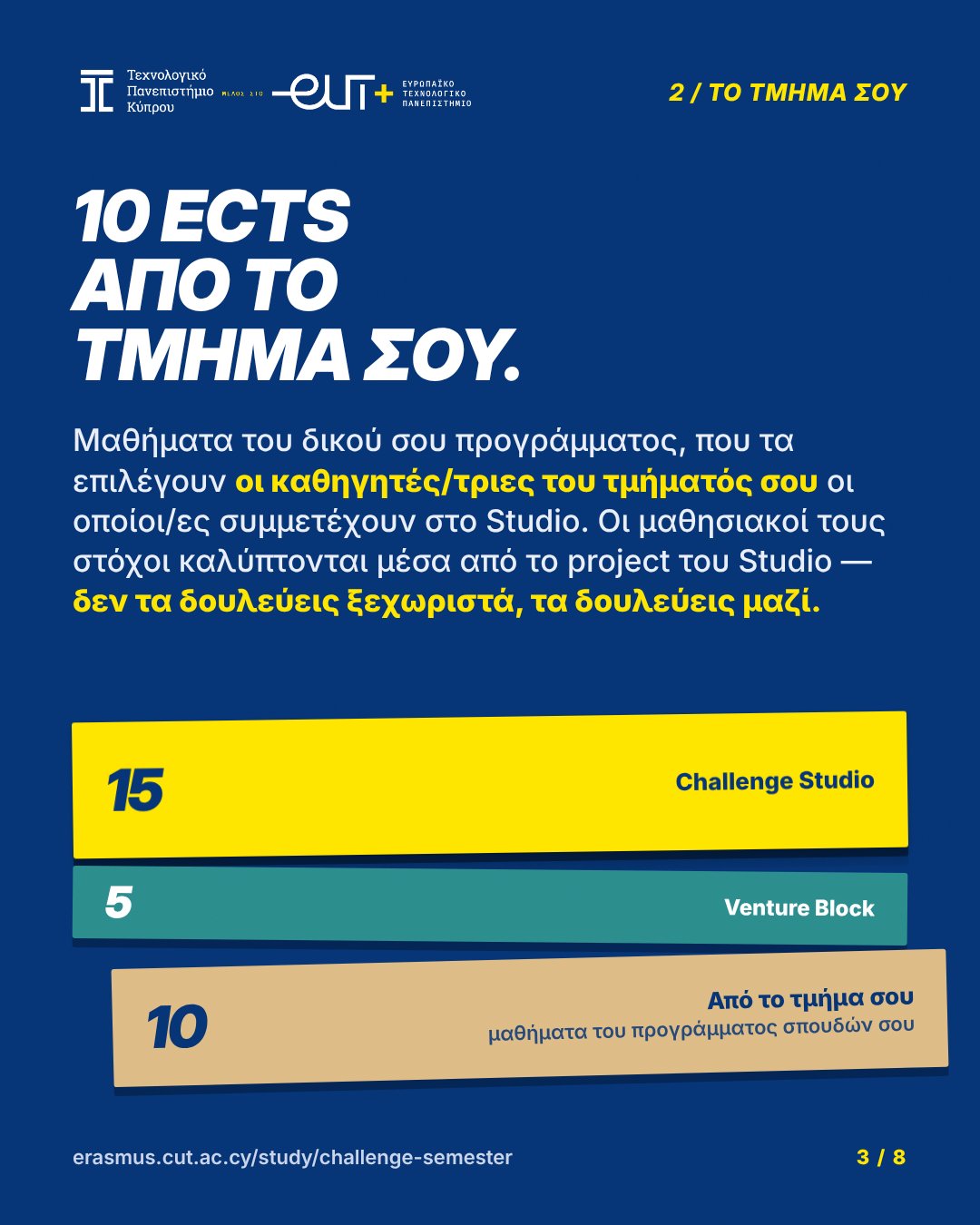 10 ECTS από το τμήμα σου: μαθήματα που επιλέγουν οι καθηγητές/τριες του τμήματός σου και δουλεύονται μέσα στο project του Studio.